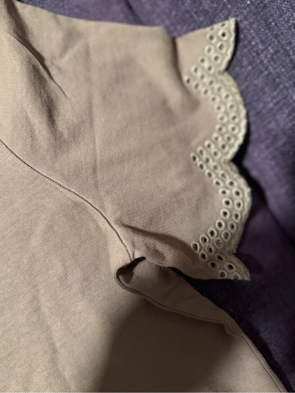 NWT Jcrew New Day Olive Eyelet Hem Tee - Women's Short Sleeve Top - Picture 4 of 5